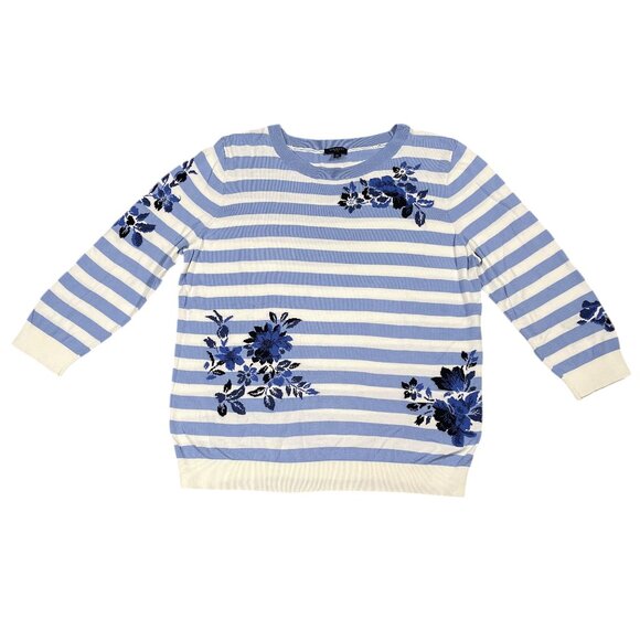 Talbots Petite Botanical Striped Crewneck Sweater – Size LP - Picture 9 of 11